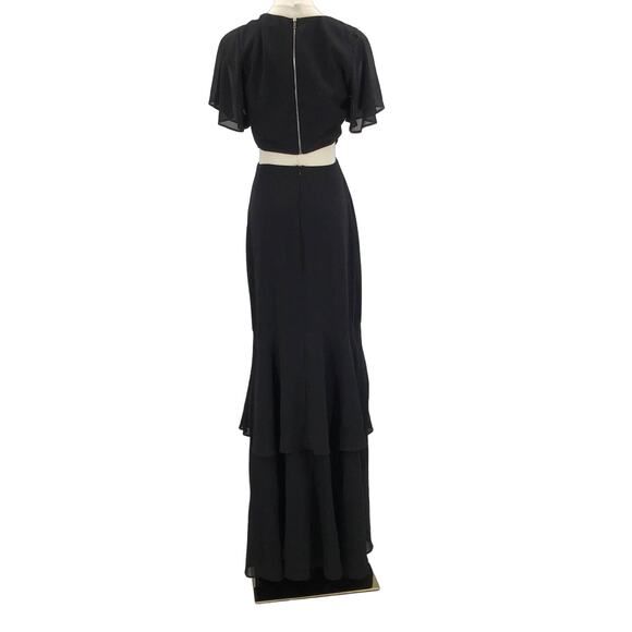 LULUS SZ S Black Celebrate Charm Tiered Cutout Round Neck Maxi Dress NEW B137 - Picture 4 of 11